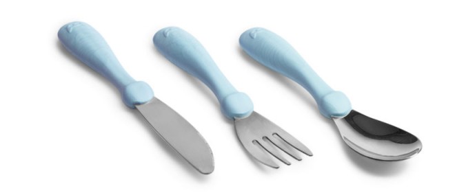 cubiertos para bebé de maíz y acero inoxidable herobility