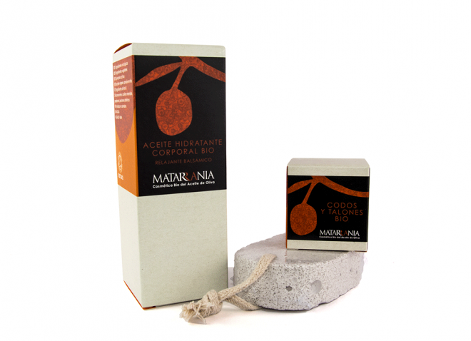 Pack piernas cansadas 100% Bio con aceite relajante, crema de codos y talones y piedra pómez de Matarrania