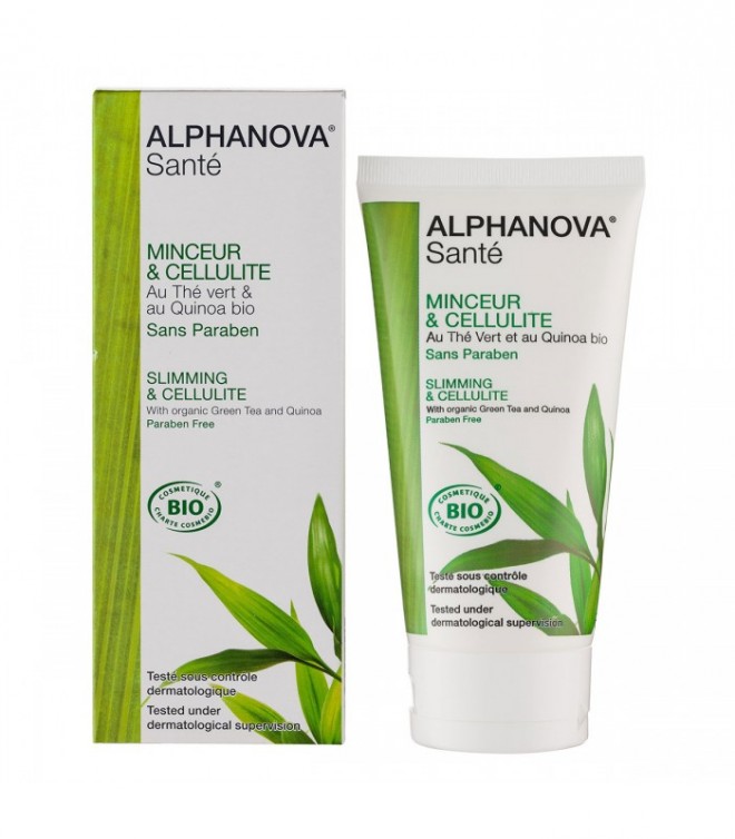 Crema reductora y anticelulítica postparto sin cafeína compatible con la lactancia de Alphanova Sante